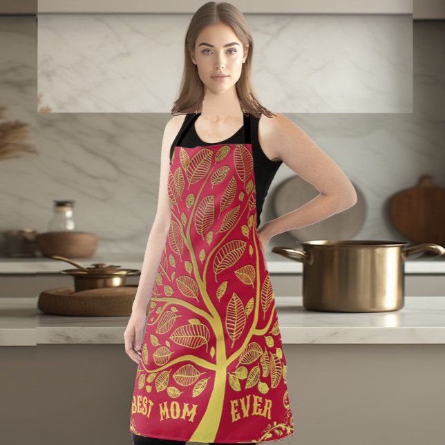 Muttertagsgoldene Bäume des Lebens Beste Mama je K Schürze (Mother's Day Gold Tree Of Life Best Mom Ever Chef Apron)
