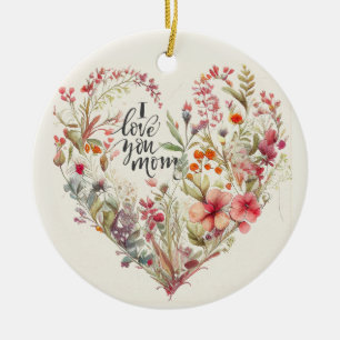 Muttertagshöre und Blume Keramik Ornament