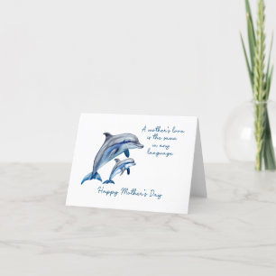Muttertagskarte Dolphin Animal Mama und Baby Card Dankeskarte