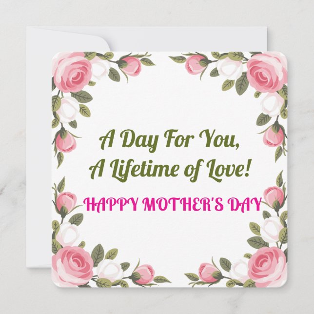 Muttertagskarte – Ein Tag für Dich! (Vorderseite)