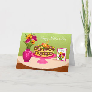 Muttertagskarte für Kuchen und Blume Karte
