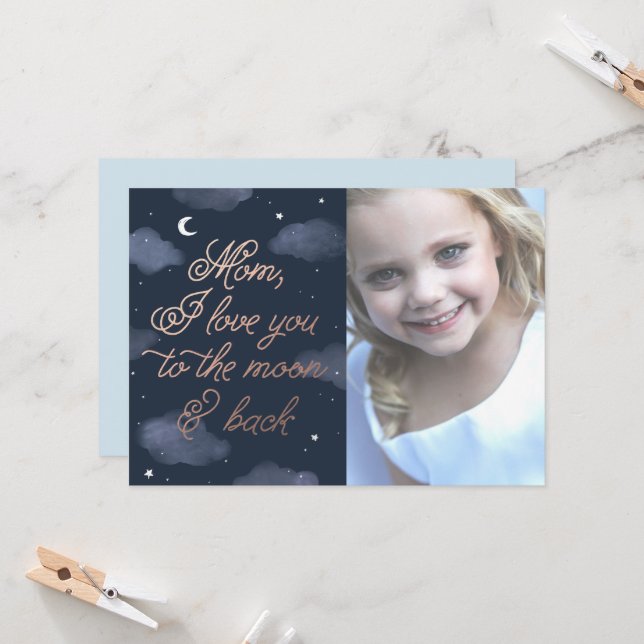 Muttertagskarte für Mond und zurück Karte (Vorderseite/Rückseite Beispiel)