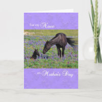 Muttertagskarte für Nichte, Mustang Mare mit Foal