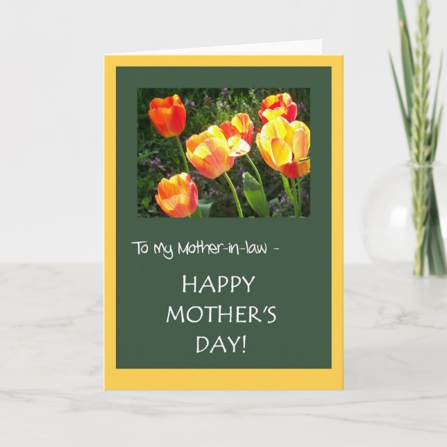 Muttertagskarte für Schwiegermutter - "Tulips" Karte (Vorderseite)