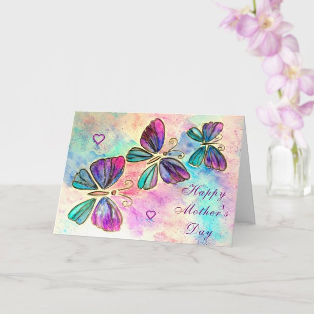 Muttertagskarte mit fliegenden Schmetterlingen Karte (Orchidee)