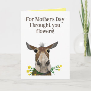 Muttertagskarte mit Niedlichem Maultier und Blume Feiertagskarte