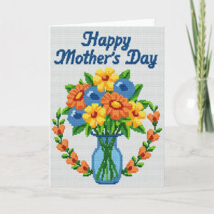 Muttertagskarte mit Pixelgrafik Karte