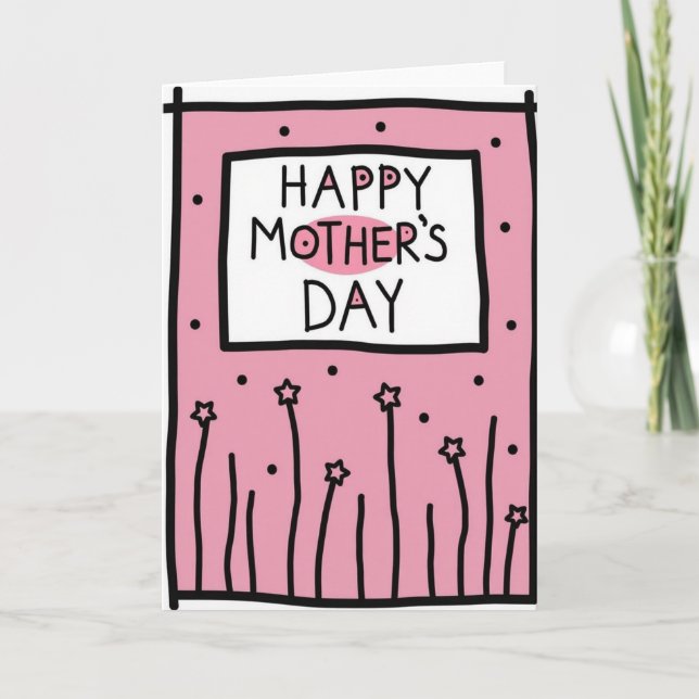 Muttertagskarte mit rosa Punkten Karte (Vorderseite)