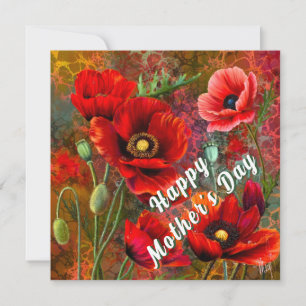 Muttertagskarte mit roten Mohnblumen