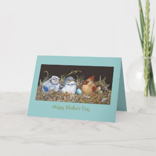 Muttertagskarte mit vielen Vögeln im Nest Karte