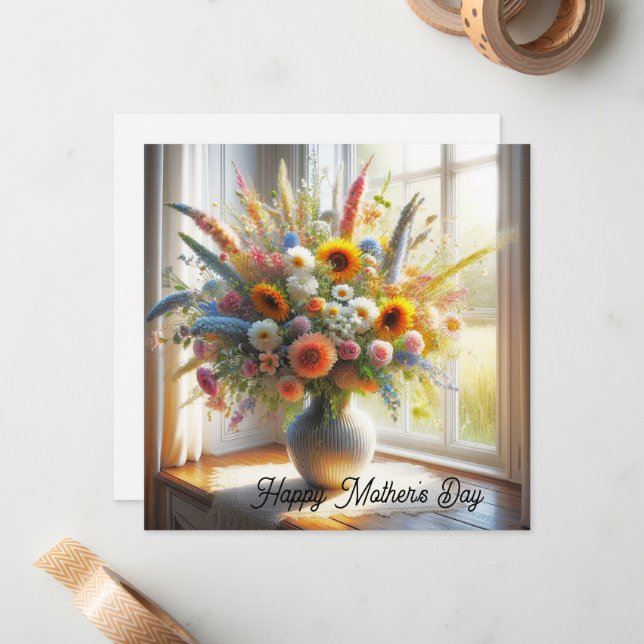 Muttertagskarte Mitteilungskarte (Vorderseite/Rückseite Beispiel)