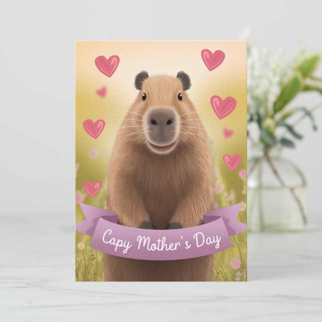 Muttertagskarte Mum Niedlich Capybara Geschenk Einladung (Stehend Vorderseite)