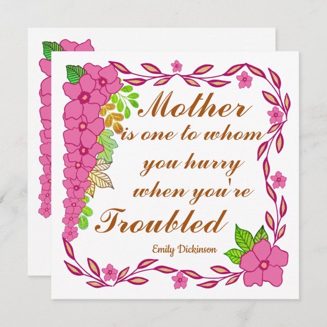 Muttertagskarte von Emily Dickinson (Vorne/Hinten)
