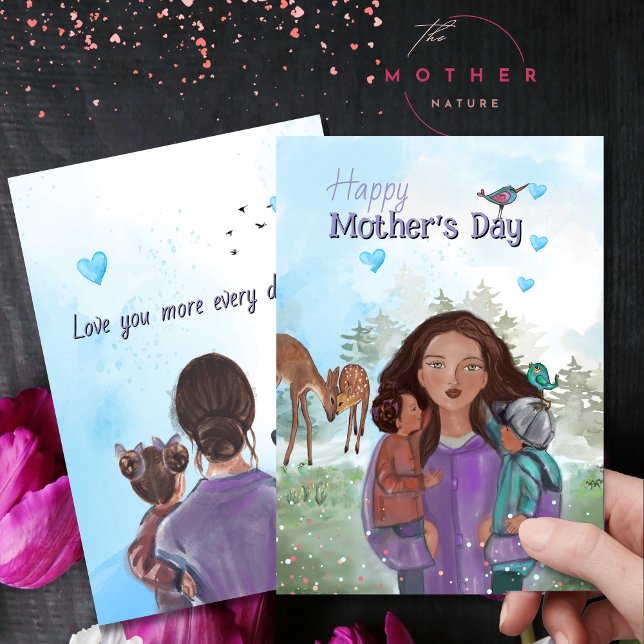 Muttertagskarte - Woodland-Muttertagskarte Feiertagskarte (Mother’s Love – Woodland Mother's Day Card)
