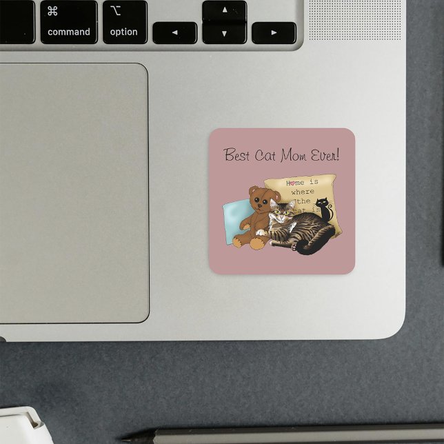 Muttertagskatze Quadratischer Aufkleber (Von Creator hochgeladen)