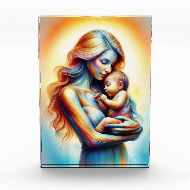 Muttertagsmutter Liebe Weiße Pastellaura Fotoblock (Vorderseite)