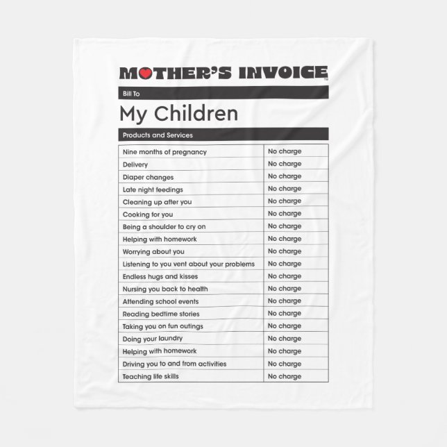 Muttertagsrechnung - Liebe des Herzens Fleecedecke (Vorderseite)