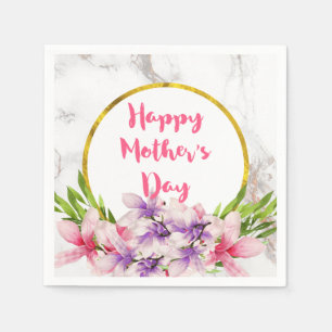 Muttertagsrosa und Lila Wasserfarben Magnolias Serviette