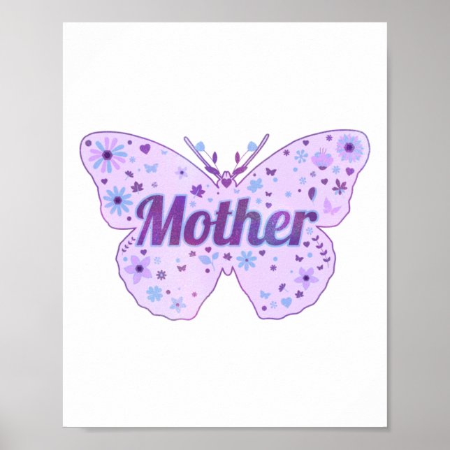 Muttertagsschmetterlingssticker für Blume Poster (Vorne)