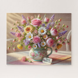 Muttertagsstrauß-Geschenk Pastell Blumen Vase Puzzle