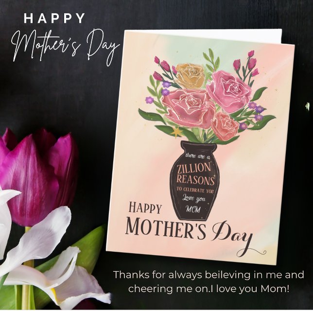Muttertagsvase mit Blume Feiertagskarte (Mother's Day Vase with Flowers Holiday Card )