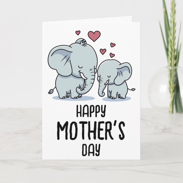 Muttertagsvorsteher Mama und Baby Elefant Karte (Vorderseite)