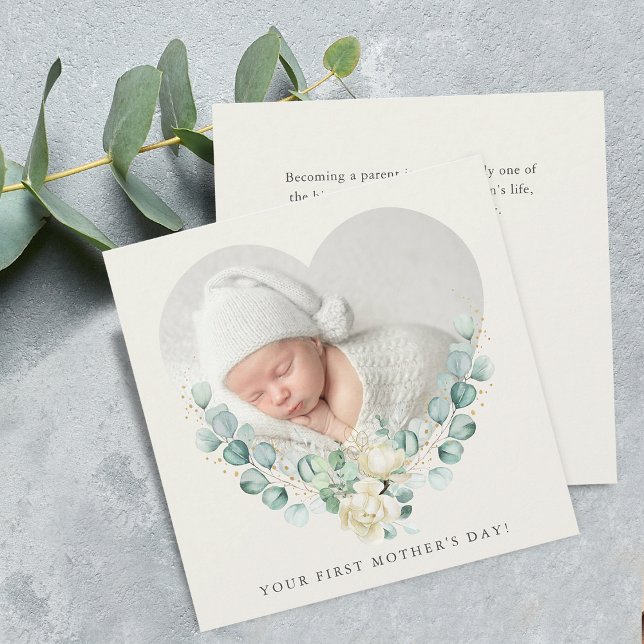 Muttertagswohnung für Ihr erstes Foto Karte (Your First Floral Mother's Day Flat Card)