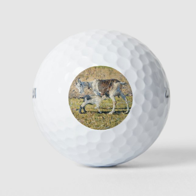 Mutterziege mit ihrem jungen Kind (von Segantini) Golfball (Vorderseite)