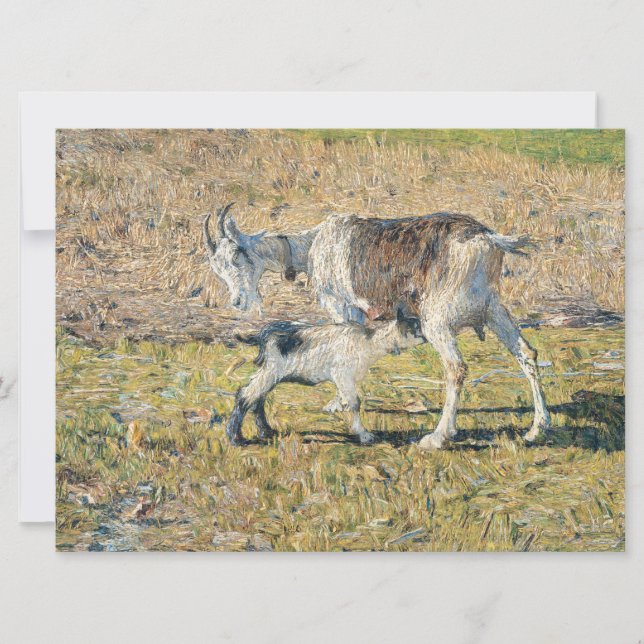 Mutterziege mit ihrem jungen Kind (von Segantini) Karte (Vorderseite)