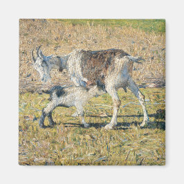 Mutterziege mit ihrem jungen Kind (von Segantini) Magnet