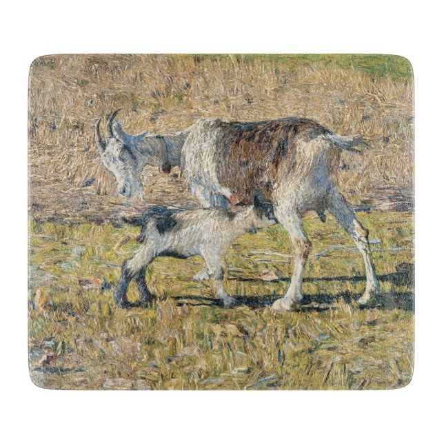 Mutterziege mit ihrem jungen Kind (von Segantini) Schneidebrett (Vorderseite)