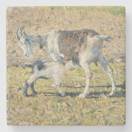 Mutterziege mit ihrem jungen Kind (von Segantini) Steinuntersetzer