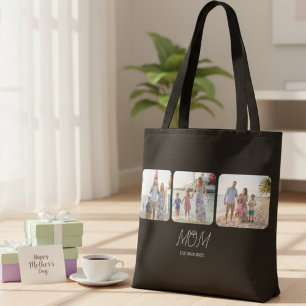 Mutti hat schwarze Schrift 3 Foto-Tasche eingerich