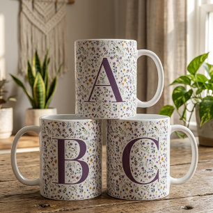 Mutti-Tag Florales Brautjungfer-Lehrer-Initial Kaffeetasse