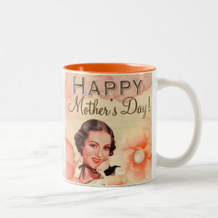 Mutti-Tag Mama Vintage Retro Blumen Schön Frau Zweifarbige Tasse