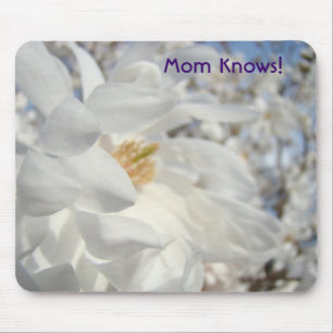Mutti weiß! Mauspad Weiße Magnolienblüten