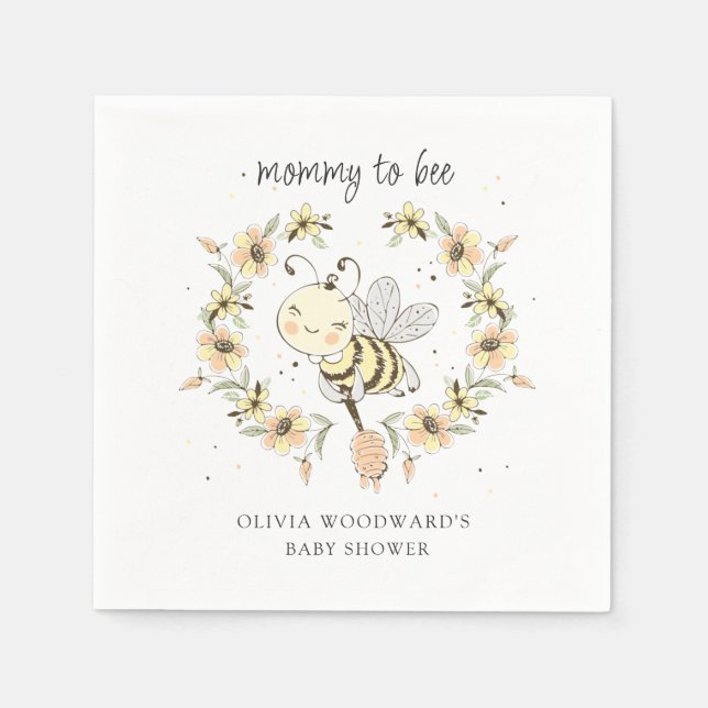 Mutti wird Biene Baby Shower  Serviette (Vorderseite)