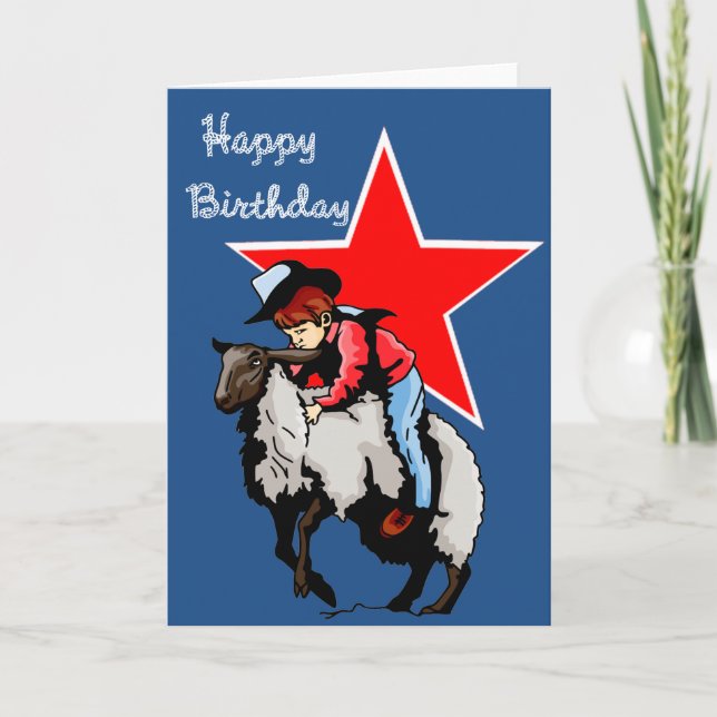 Mutton Bustin Birthday Card Karte (Vorderseite)