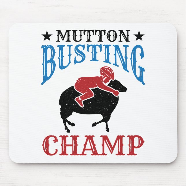 Mutton Busting Champ Sheep Riding Mousepad (Vorne)