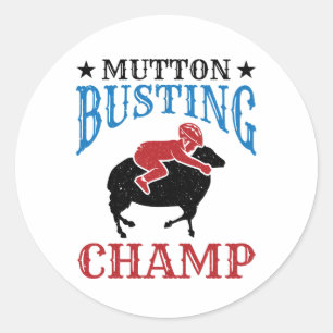 Mutton Busting Champ Sheep Riding Runder Aufkleber