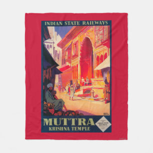 Muttra Krishna Tempel Reiseplakat Fleecedecke