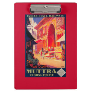 Muttra Krishna Tempel Reiseplakat Klemmbrett