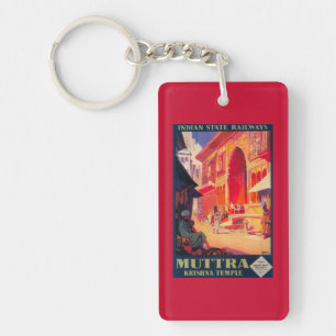 Muttra Krishna Tempel Reiseplakat Schlüsselanhänger