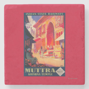 Muttra Krishna Tempel Reiseplakat Steinuntersetzer