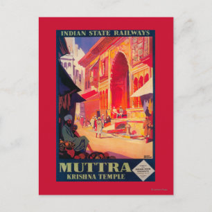 Muttra Krishna Temple Travel Poster Postkarte