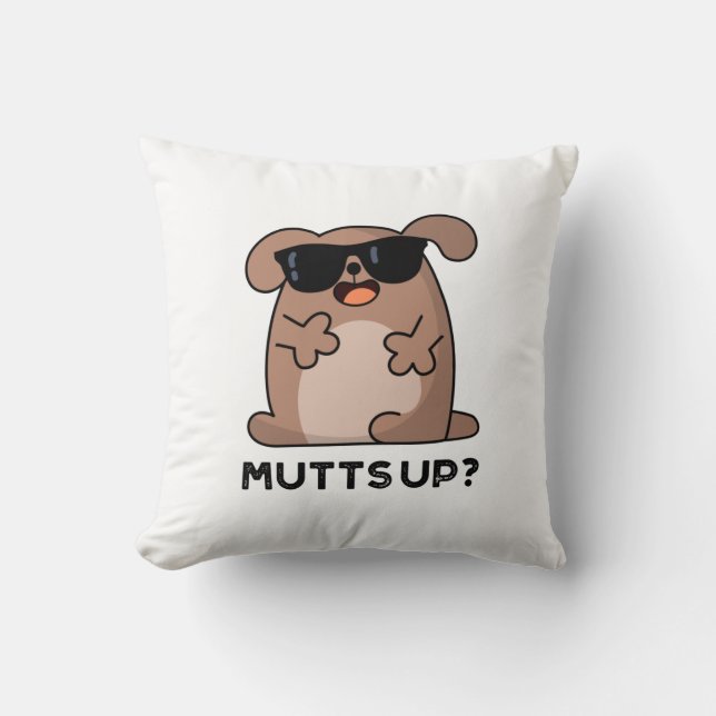 Mutts Up Funny Doggie Pun Kissen (Vorderseite)