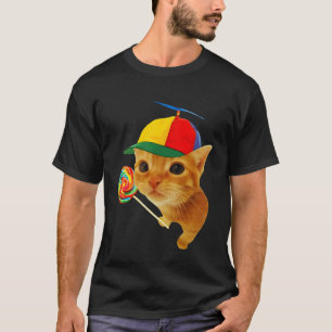 Mütze Süße Alberne Katze mit Lutscher Meme Liebhab T-Shirt