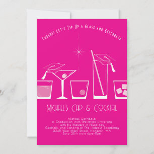 Mütze und Cocktail-Abschlussfeier Rosa Einladung