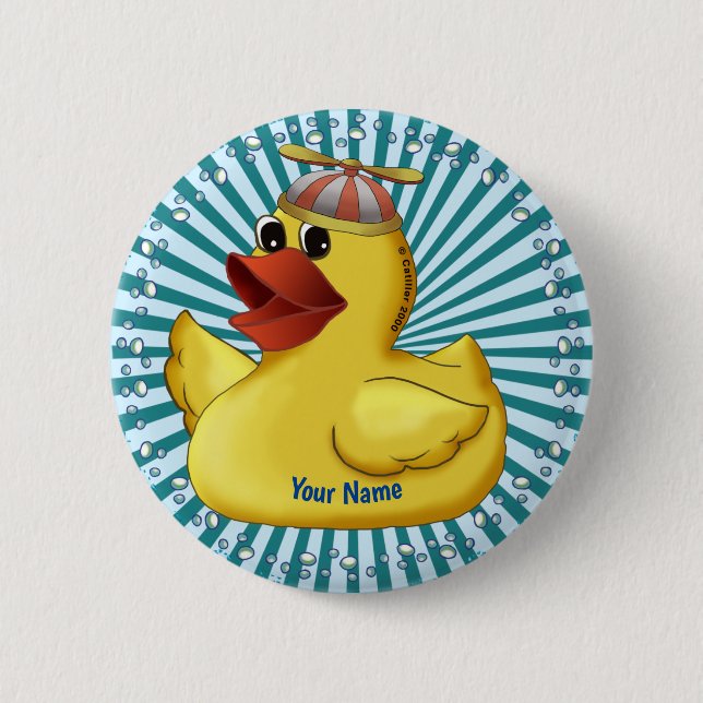 Mützen-Hut-Gummiente  Button (Vorderseite)