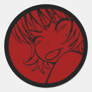 muuhh - niedliche Anime - Kawaii >_< rot Runder Aufkleber